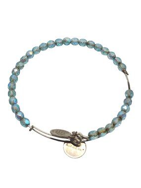 Alex And Ani Adjustable Luminary Blue Beaded Bracelet With Silver Charms